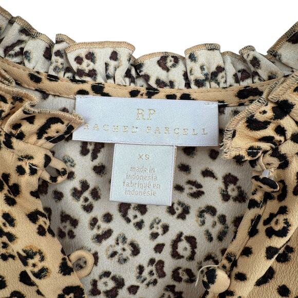 Rachel Parcell Leopard Animal Print Long Sleeve Ruffle Shoulder V-neck Blouse - Picture 14 of 15